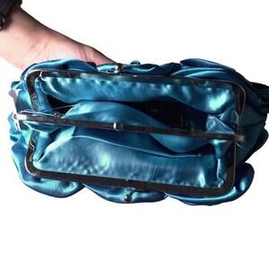 Rose 3D Evening Clutch Electric Blue Cottagecore Wedding Guest NWT
